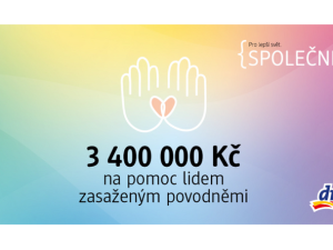 Společnost dm pomůže lidem z oblastí zasažených povodněmi darem v celkové výši 3,4 milionu Kč