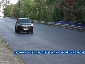 Komunikace na ulici Slezská v Orlové je již průjezdná, vodorovné značení ale ještě chybí