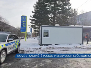 Policie má v Beskydech nové stanoviště, kde dohlíží na zákaz vjezdu kamionů